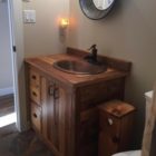 Solid wood vanity hand crafted with locally sourced reclaimed barnwood