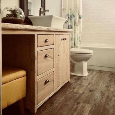 Solid wood vanity hand crafted with locally sourced reclaimed barnwood