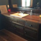 Solid wood vanity hand crafted with locally sourced reclaimed barnwood