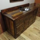 Solid wood vanity hand crafted with locally sourced reclaimed barnwood