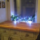 Rustic modern buffet with butcher block top hand crafted using reclaimed barnwood