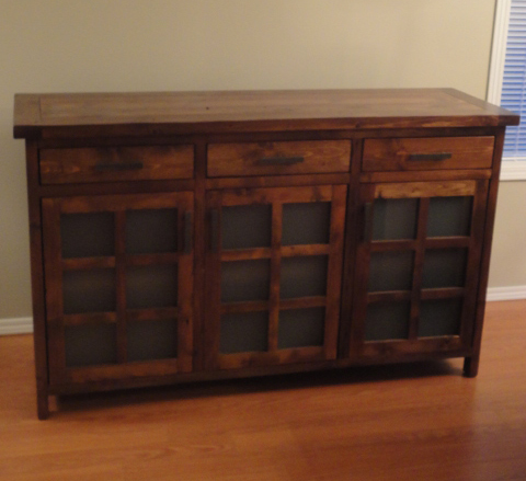 Modern design buffet hand made from localled sourced reclaimed barnwood