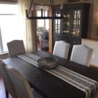 Rustic modern farmhouse buffet hand crafted from barnwood and finished off with rain glass