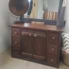 Solid wood vanity hand crafted with locally sourced reclaimed barnwood