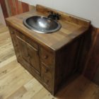 Solid wood vanity hand crafted with locally sourced reclaimed barnwood