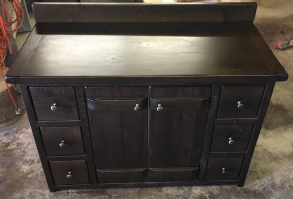 Rustic Modern vanity hand crafted with reclaimed barnwood locally sourced in Ontario