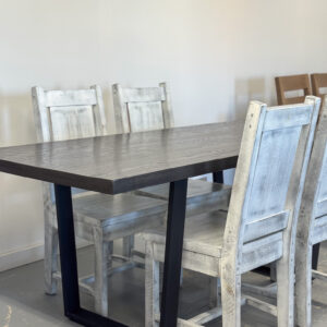 Oak Dining Table with Metal Legs